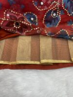 Maroon Color Tabby Silk Fabric Digital Print With Real Mirror Work Lehenga