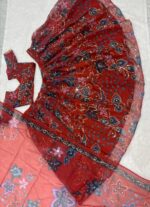 Maroon Color Tabby Silk Fabric Digital Print With Real Mirror Work Lehenga