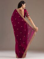 Maroon Color Tissue Fabric Multiple Sequence With Jari Embroidery Work Saree