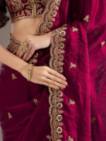 Maroon Color Tissue Fabric Multiple Sequence With Jari Embroidery Work Saree