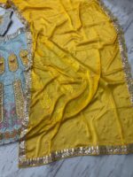 Multi Color Slub Silk Fabric Sequence With Foil Mirror Work Lehenga