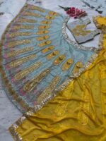 Multi Color Slub Silk Fabric Sequence With Foil Mirror Work Lehenga
