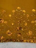 Mustard Yellow Color Mul Chanderi Fabric Sequence Work Farshi Style Palazzo Suit