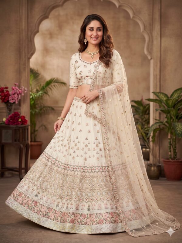 Off White Color Georgette Fabric Sequence Work Kareena Kapoor Lehenga