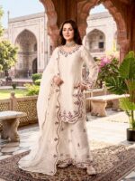 Off White Color Jimmy Choo Silk Fabric Thread Work Palazzo Suit