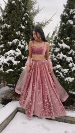 Onion Color Japan Satin Fabric Coding With Sequence Work Lehenga