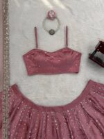 Onion Color Japan Satin Fabric Coding With Sequence Work Lehenga