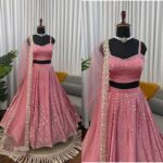 Onion Color Japan Satin Fabric Coding With Sequence Work Lehenga