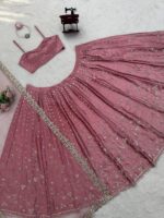 Onion Color Japan Satin Fabric Coding With Sequence Work Lehenga