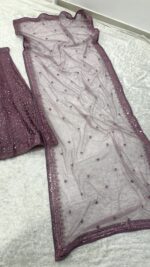 Onion Color Kasturi Silk Fabric Thread With Sequence Work Lehenga