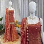 Orange Color Fendi Silk Fabric Sequence With Real Mirror Work Palazzo Suit