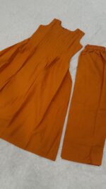 Orange Color Magic Slub Cotton Fabric Suit