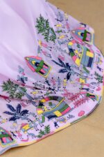 Pink Color Faux Georgette Fabric Embroidery Work Gown