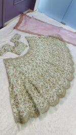 Pista Color Mulberry Silk Fabric Sequence With Net Ruffle Work Lehenga