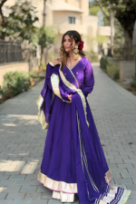 Purple Color Faux Blooming Fabric Sequence Jari Embroidery Work Sharara Suit