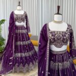 Purple Color Faux Georgette Fabric Sequence Work Lehenga