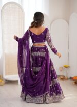 Purple Color Faux Georgette Fabric Sequence Work Lehenga