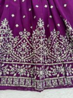 Purple Color Faux Georgette Fabric Thread With Sequence Work Anarkali Suit