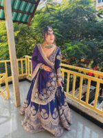 Purple Color Faux Georgette Fabric Thread With Sequence Work Lehenga