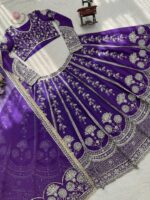 Purple Color Faux Georgette Fabric Thread With Sequence Work Lehenga