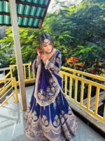 Purple Color Faux Georgette Fabric Thread With Sequence Work Lehenga