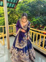 Purple Color Faux Georgette Fabric Thread With Sequence Work Lehenga