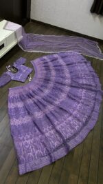 Purple Color Net Fabric Sequence With Jari Work Lehenga