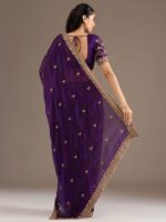 Purple Color Tissue Fabric Multiple Sequence With Jari Embroidery Work Saree