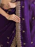 Purple Color Tissue Fabric Multiple Sequence With Jari Embroidery Work Saree