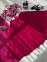 Rani Pink Color Jimmy Choo Silk Fabric Coding With Sequence Work Lehenga