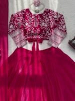 Rani Pink Color Jimmy Choo Silk Fabric Coding With Sequence Work Lehenga