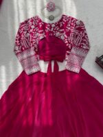 Rani Pink Color Jimmy Choo Silk Fabric Coding With Sequence Work Lehenga