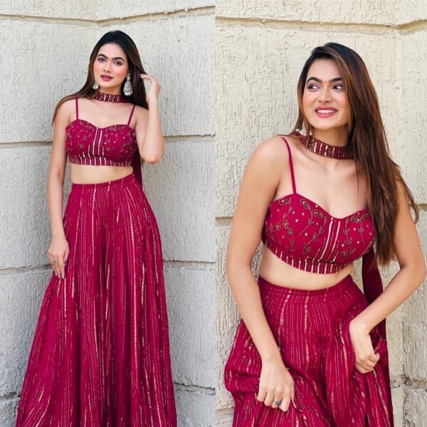 Rani Pink Color Pure Viscose Georgette Lining Lehenga