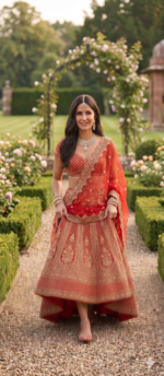 Red Color Malai Satin Fabric Sequence With Coding Work Katrina Kaif Lehenga