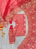 Red Color Malai Satin Fabric Sequence With Coding Work Katrina Kaif Lehenga