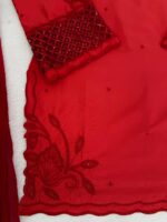 Red Color Natural Crepe Silk Fabric Bead Work Palazzo Suit