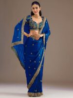 Royal Blue Color Tissue Fabric Multiple Sequence With Jari Embroidery Work Saree
