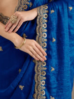 Royal Blue Color Tissue Fabric Multiple Sequence With Jari Embroidery Work Saree