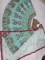 Sea Green Color Slub Silk Fabric Sequence With Foil Mirror Work Lehenga