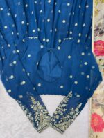 Teal Blue Color Georgette Fabric Sequence Work Gown