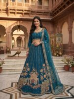 Teal Blue Color Soft Net Fabric Sequence Work Katrina Kaif Lehenga