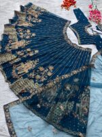 Teal Blue Color Soft Net Fabric Sequence Work Katrina Kaif Lehenga