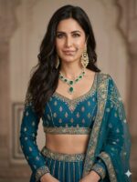 Teal Blue Color Soft Net Fabric Sequence Work Katrina Kaif Lehenga