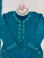 Teal Color Mul Chanderi Fabric Sequence Work Farshi Style Palazzo Suit