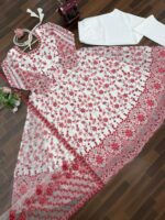 White Color Faux Georgette Fabric Thread With Sequence Work Anarkali Suit