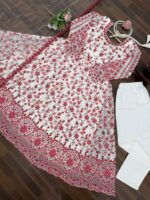 White Color Faux Georgette Fabric Thread With Sequence Work Anarkali Suit