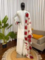 White Color Fendi Silk Fabric Thread Work Palazzo Suit