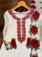 White Color Fendi Silk Fabric Thread Work Palazzo Suit