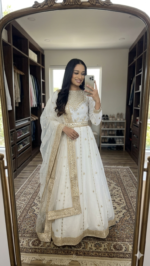 White Color Georgette Fabric Sequence With Jari Work Gown