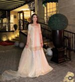 White Color Natural Crepe Fabric Thread With Sequence Work Palazzo Suit